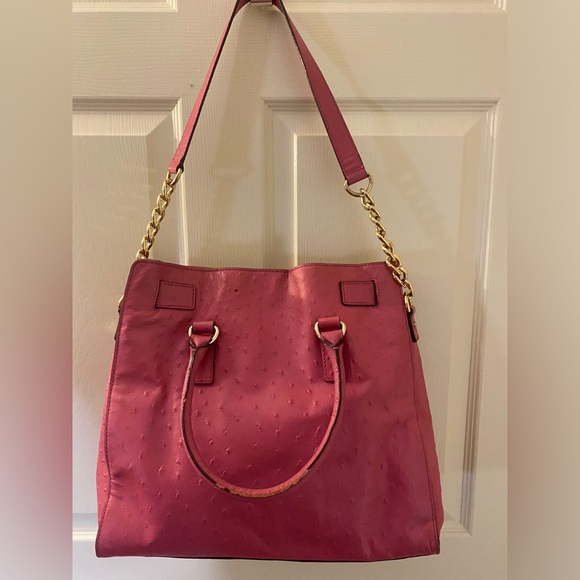 Pink Ostrich Michael Kors Large Hamilton Bag - Picture 2 of 5